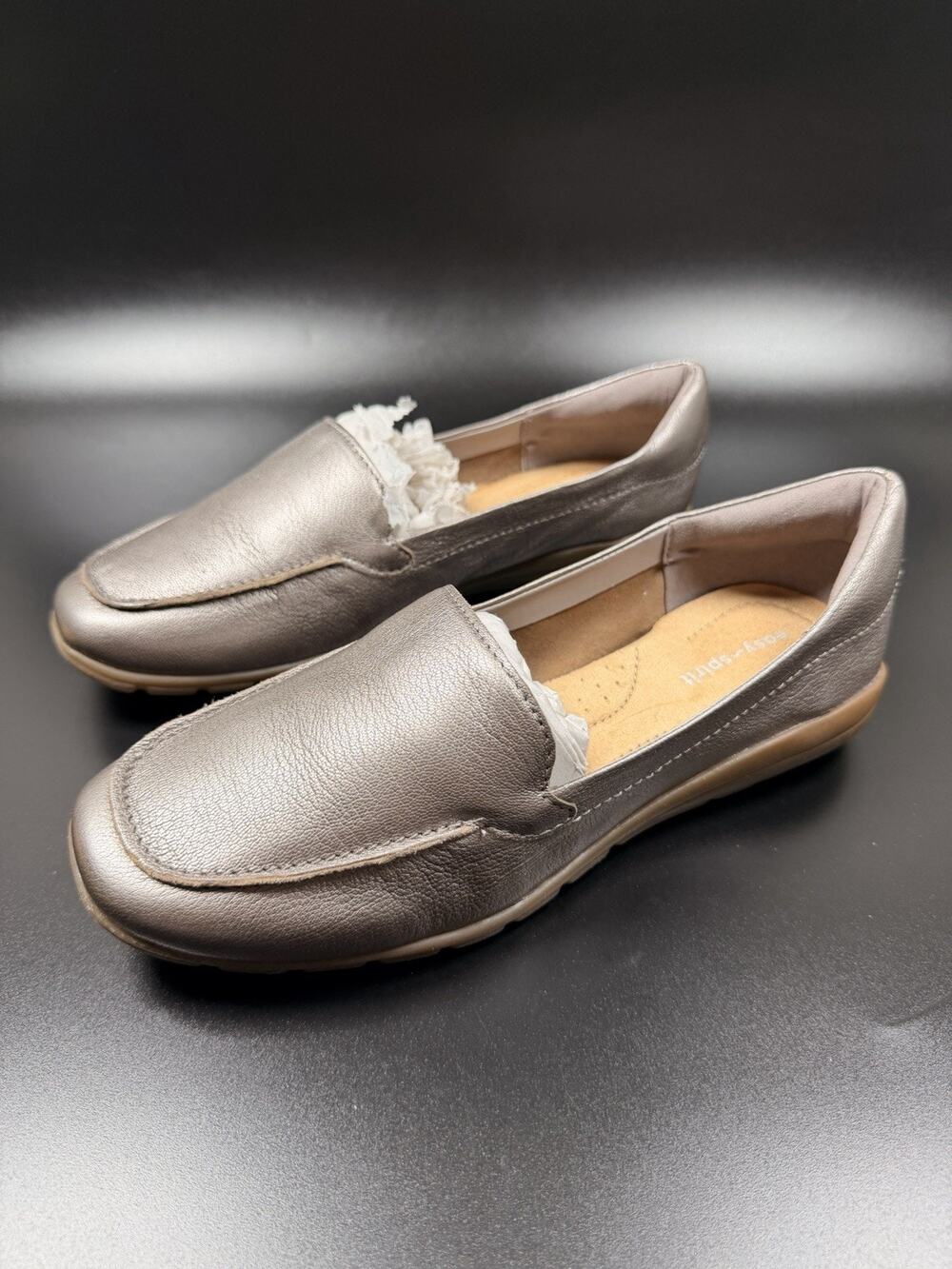 Easy Spirit Women's Abide Slip On Mushroom Metallic Loafer Crocodile Size 8 Wide